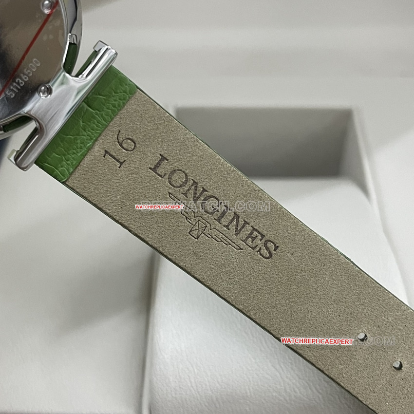 Longines elegant super clonegreen dialdiamond bezelleather strap model L4.523.0.60.2braceletlive photos
