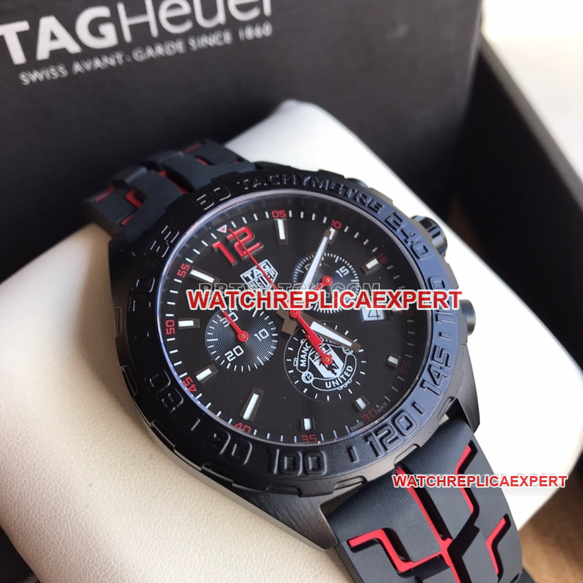 Tag Heuer F1top-tier 1:1high-quality replicablack dial Manchester United CAZ101Jfront live photo