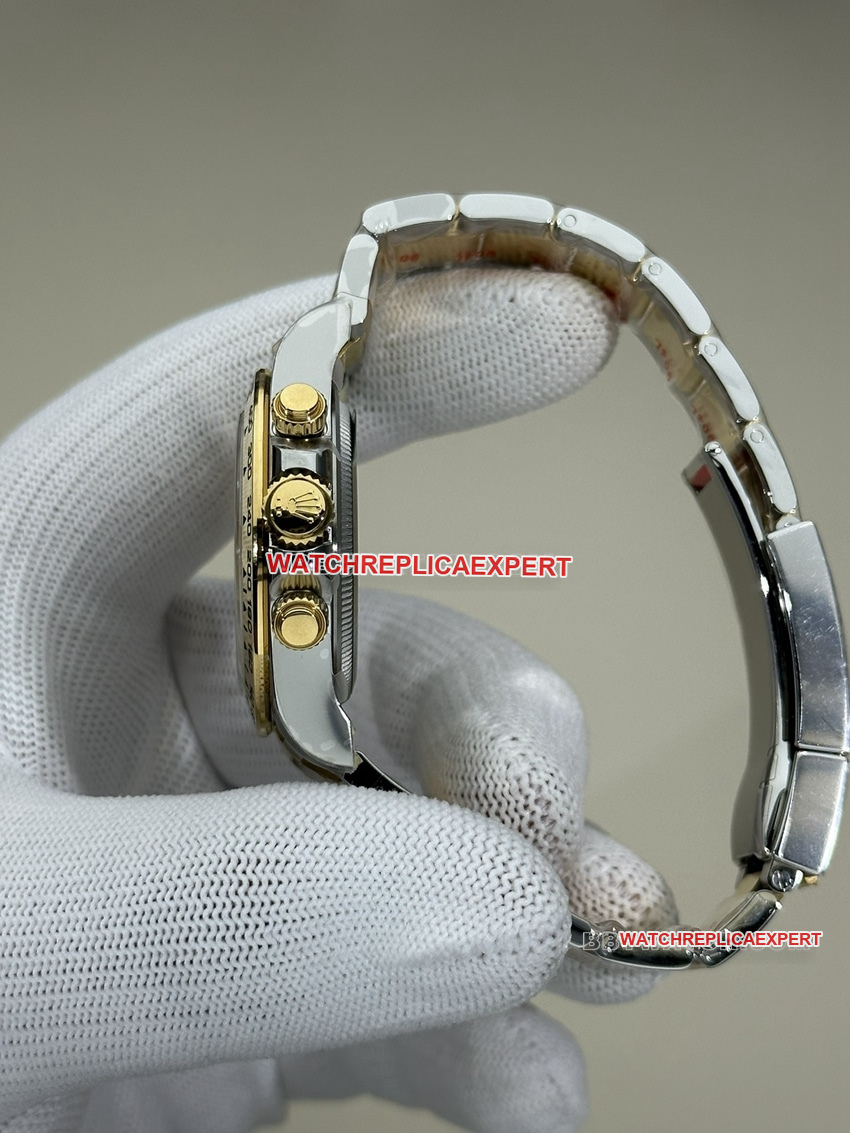 Clean FactoryRolexDaytonasuper clonewhite dial gold steel bracelet model 126503side live photo