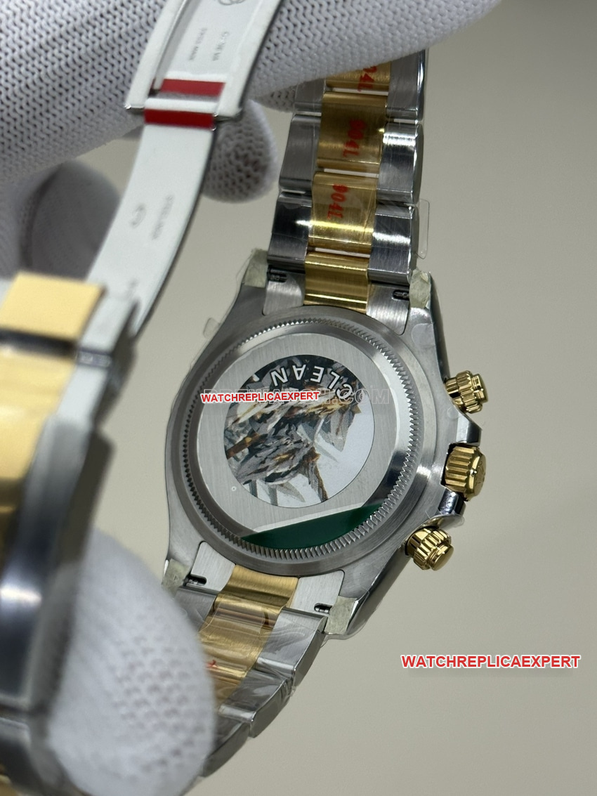 Clean FactoryRolexDaytonasuper clonewhite dial gold steel bracelet model 126503caseback live photo