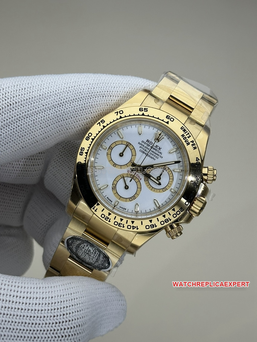 Clean FactoryRolexDaytona1:1top-tier replicawhite dial all gold steel bracelet model 126508front live photo