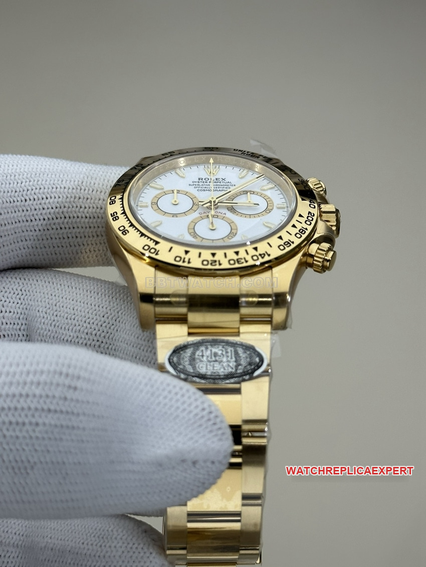 Clean FactoryRolexDaytona1:1top-tier replicawhite dial all gold steel bracelet model 126508front live photo
