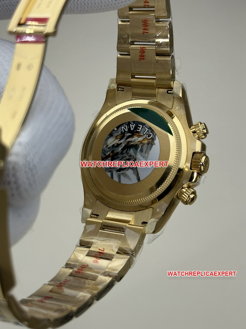 Clean FactoryRolexDaytona1:1top-tier replicawhite dial all gold steel bracelet model 126508caseback live photo