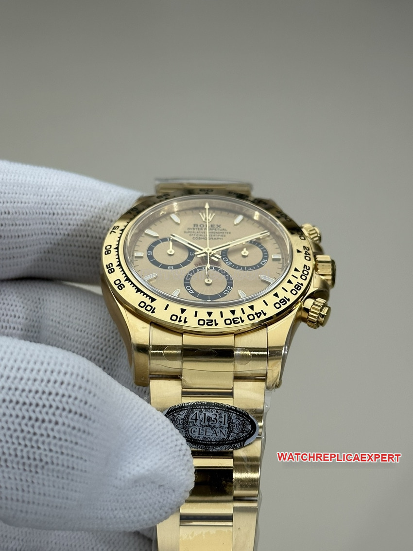 Clean FactoryRolexDaytonatop-tier gold plate all gold steel bracelet model 126508side live photo