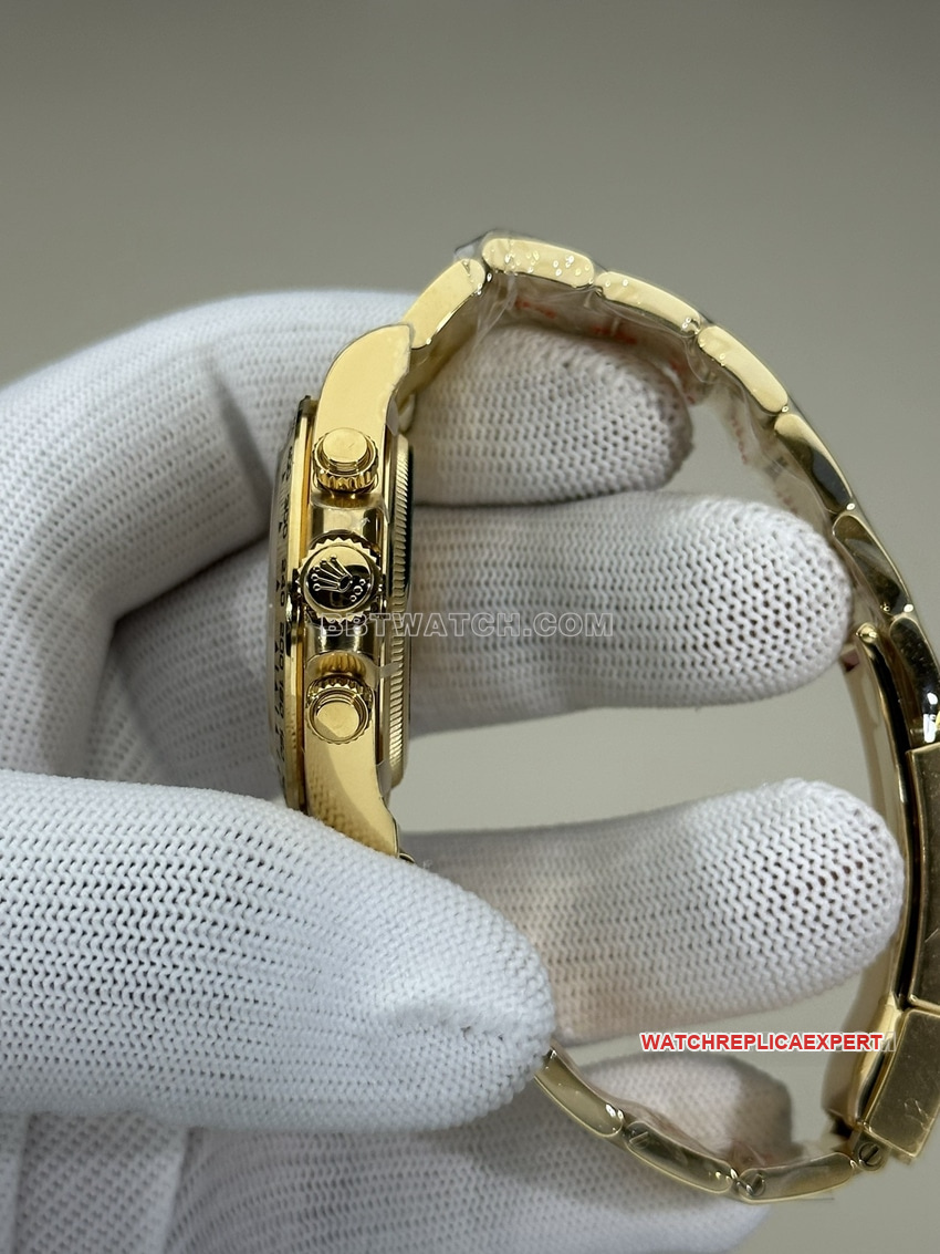 Clean FactoryRolexDaytonatop-tier gold plate all gold steel bracelet model 126508side live photo