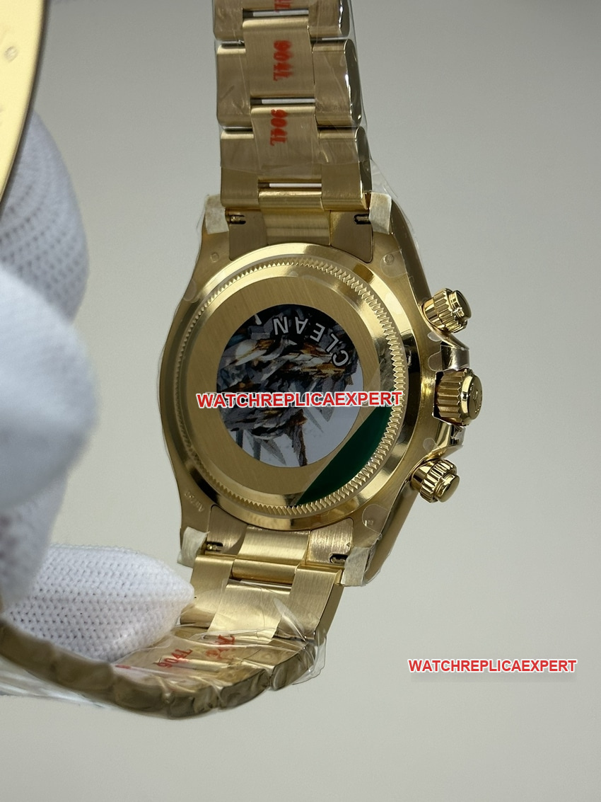 Clean FactoryRolexDaytonatop-tier gold plate all gold steel bracelet model 126508caseback live photo