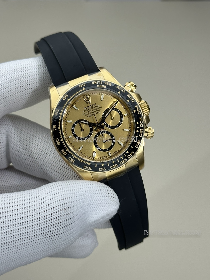 Clean FactoryRolexDaytona1:1super gold plate full gold rubber model 126518front live photo