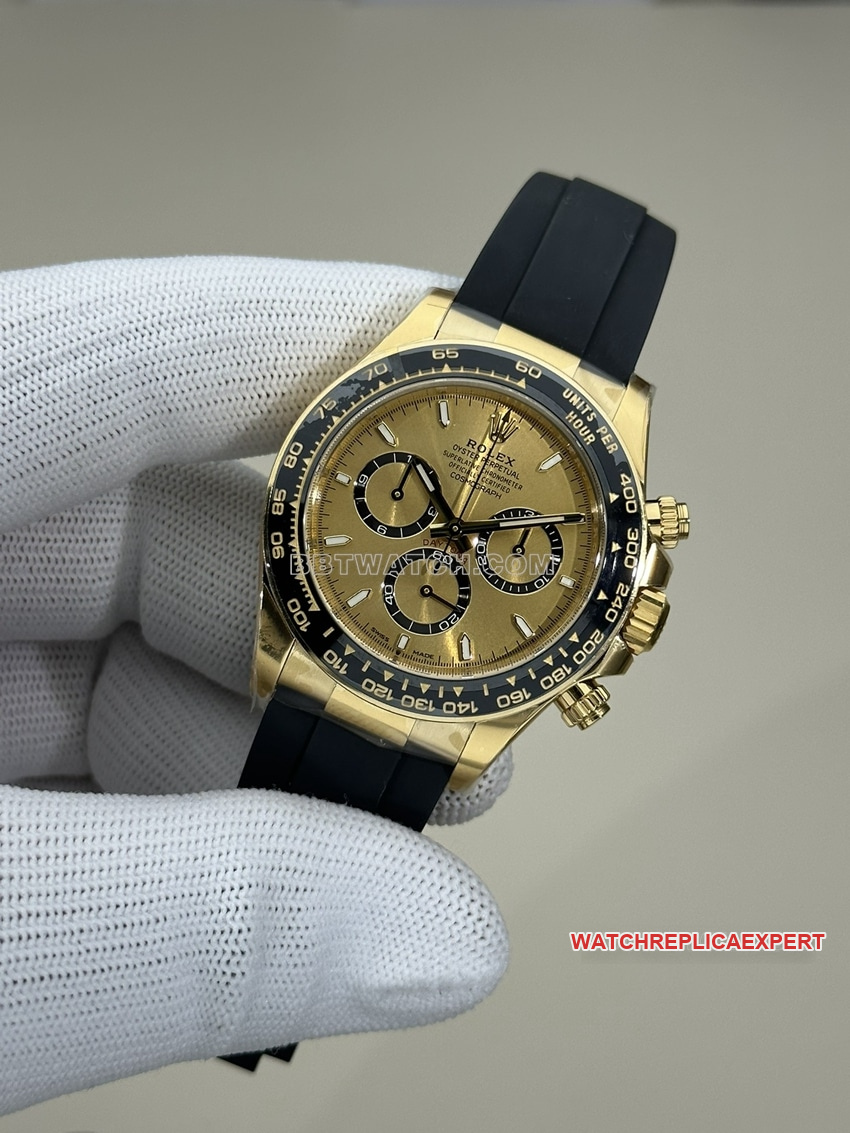 Clean FactoryRolexDaytona1:1super gold plate full gold rubber model 126518front live photo