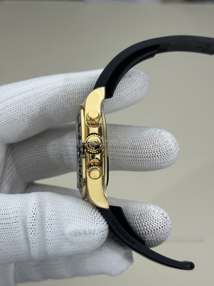 Clean FactoryRolexDaytona1:1super gold plate full gold rubber model 126518side live photo