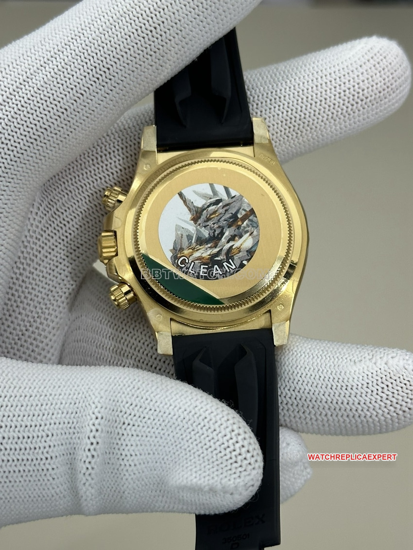 Clean FactoryRolexDaytona1:1super gold plate full gold rubber model 126518caseback live photo