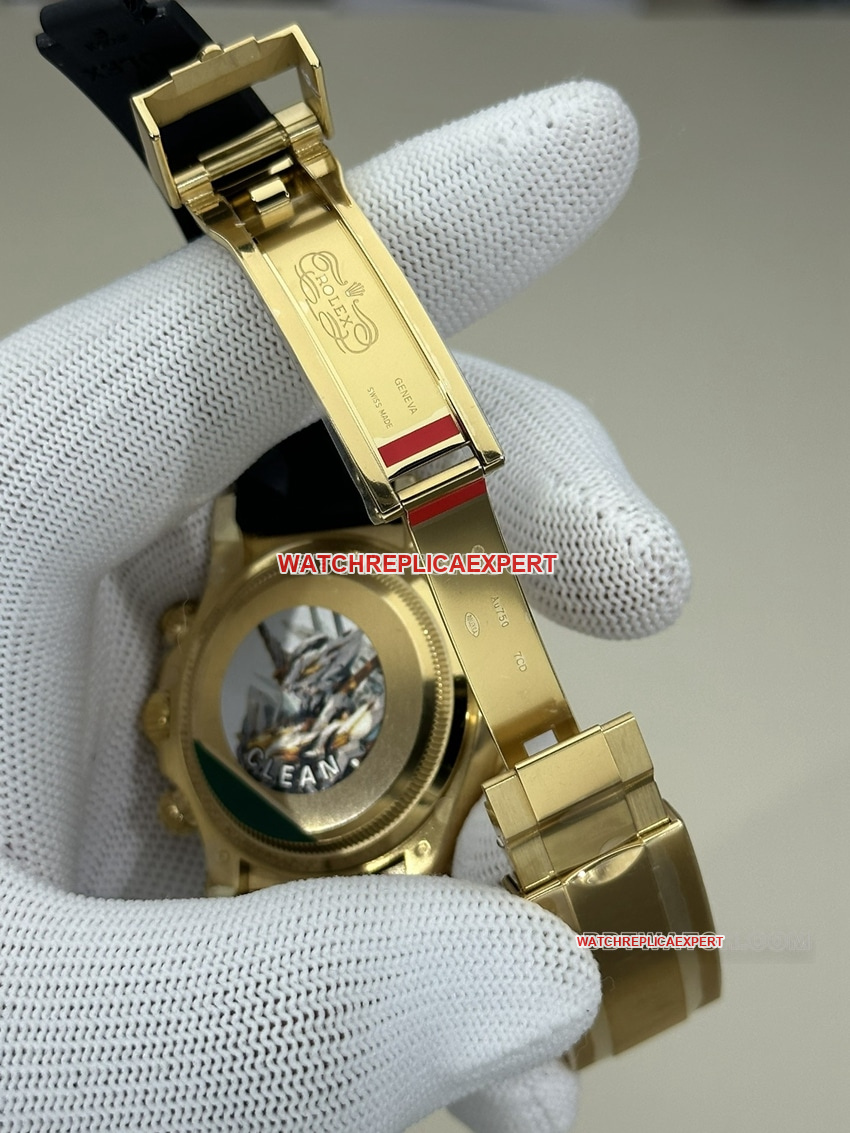 Clean FactoryRolexDaytona1:1super gold plate full gold rubber model 126518clasplive photos