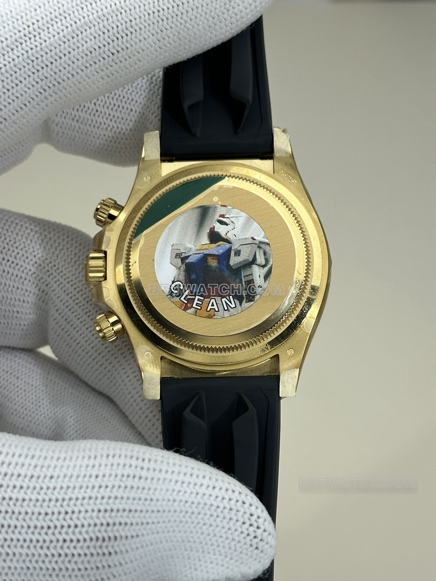 Clean factory Rolex Daytona super A imitation black plate all gold rubber models 126518 back real picture