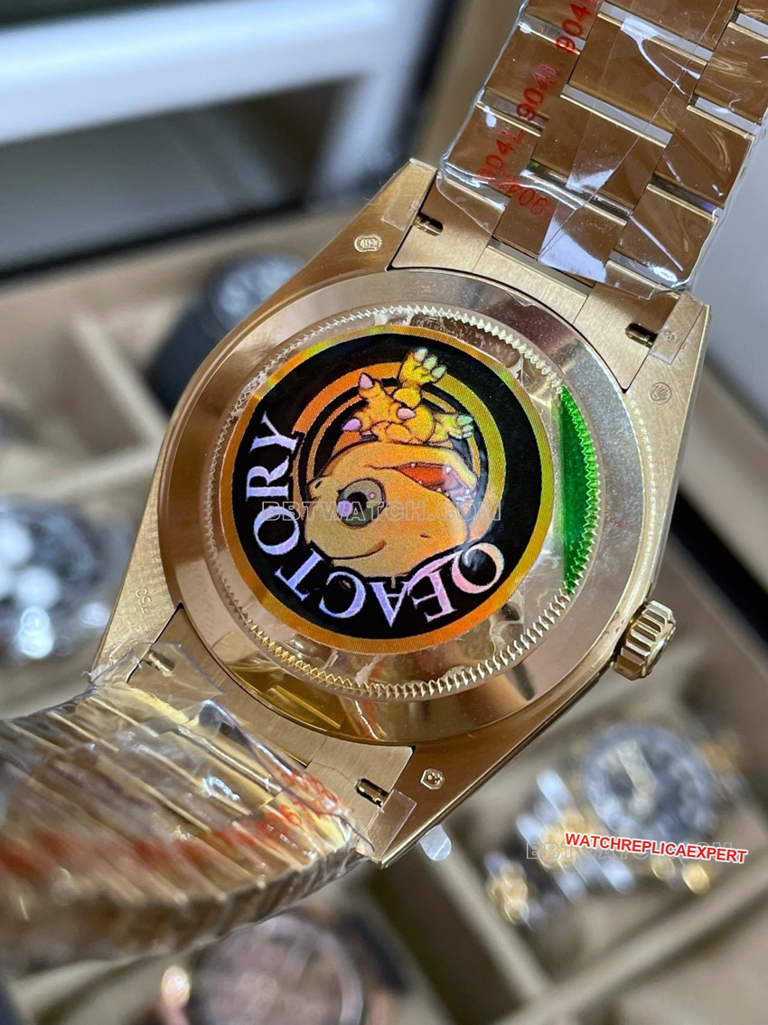 QF factory RolexDay-Date type 1:1top-tier smoked green m228238-0069caseback live photo