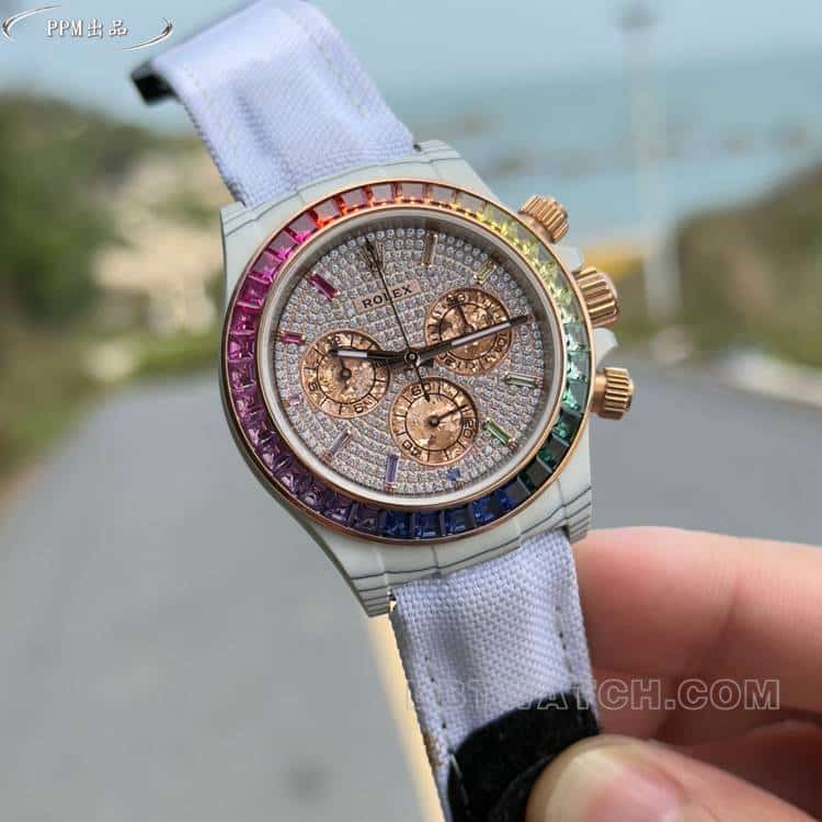 PPMRolexDaytona1:1super cloneRainbowDi116595front live photo