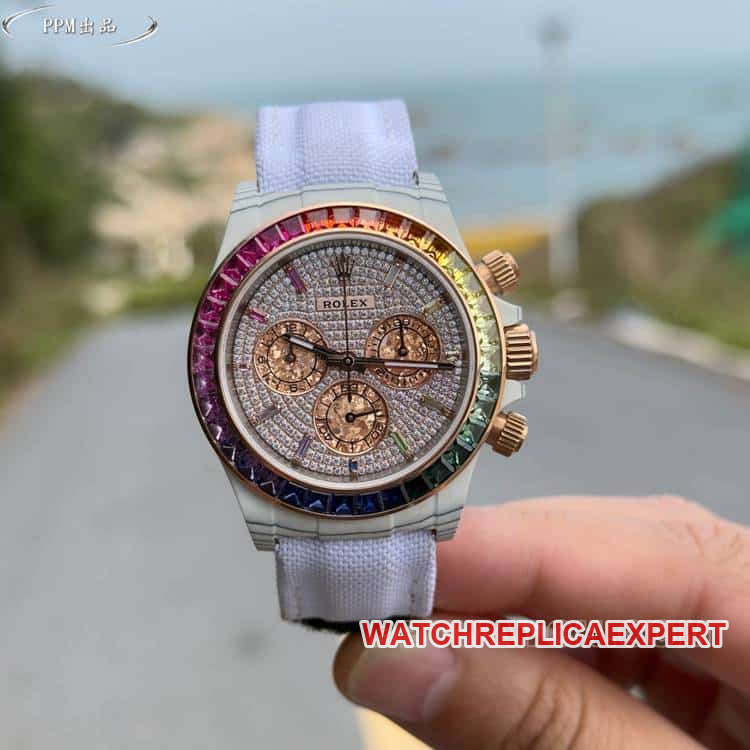 PPMRolexDaytona1:1super cloneRainbowDi116595front live photo