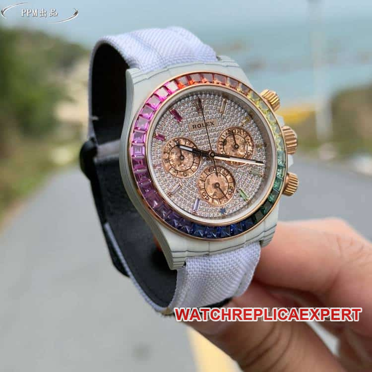 PPMRolexDaytona1:1super cloneRainbowDi116595front live photo