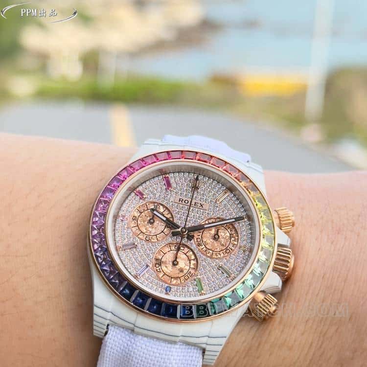 PPMRolexDaytona1:1super cloneRainbowDi116595front live photo