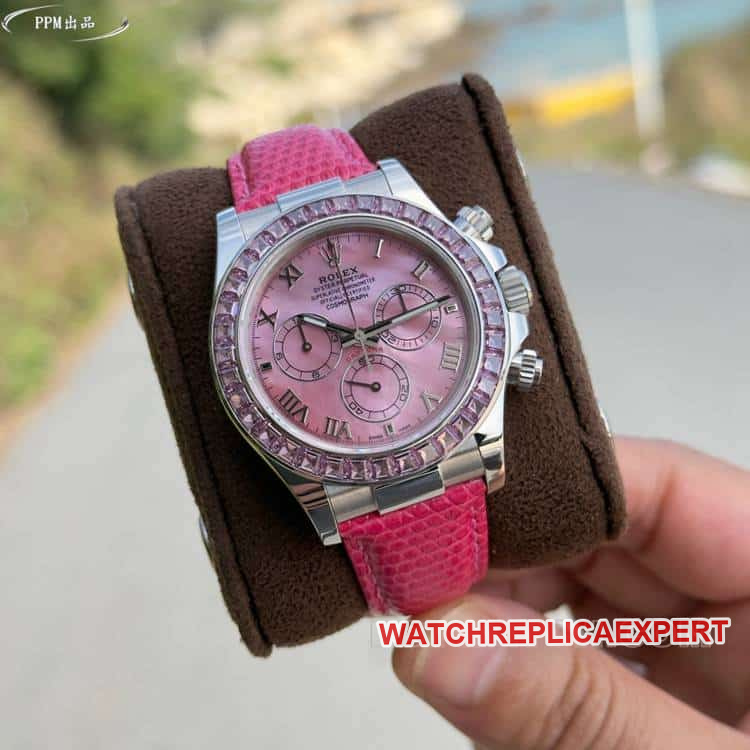 PPMRolexDaytonasuper pink platediamond bezel116519front live photo