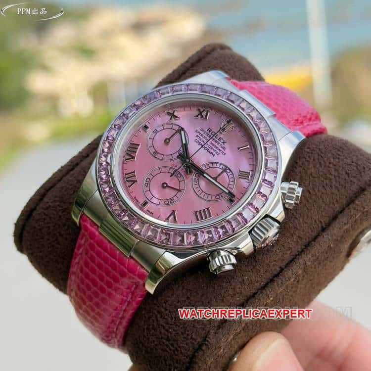 PPMRolexDaytonasuper pink platediamond bezel116519front live photo