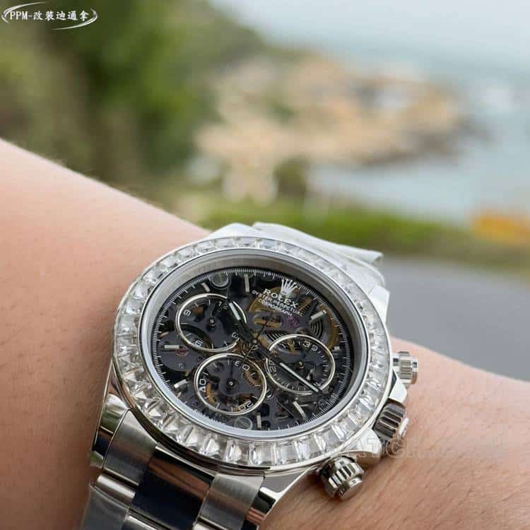PPMRolexDaytonatop-tier 1:1super hollow dialdiamond bezelsteel bracelet front live photo