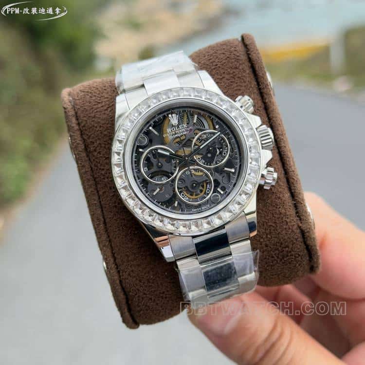 PPMRolexDaytonatop-tier 1:1super hollow dialdiamond bezelsteel bracelet front live photo