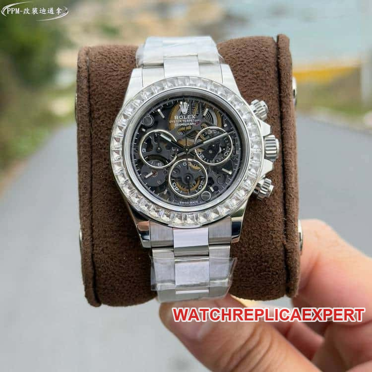PPMRolexDaytonatop-tier 1:1super hollow dialdiamond bezelsteel bracelet front live photo