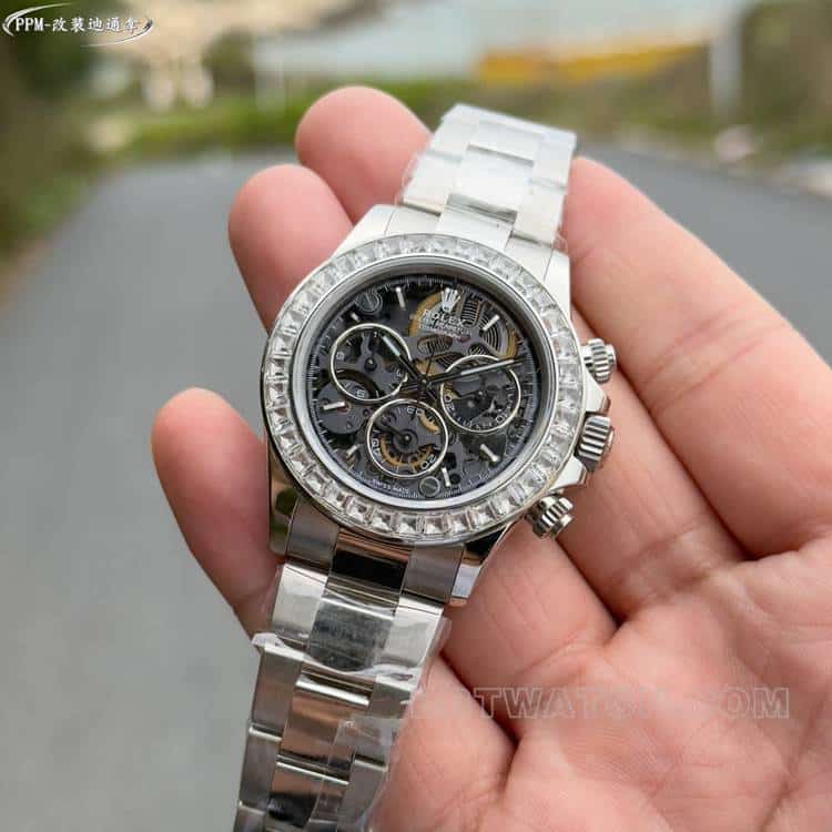 PPMRolexDaytonatop-tier 1:1super hollow dialdiamond bezelsteel bracelet front live photo
