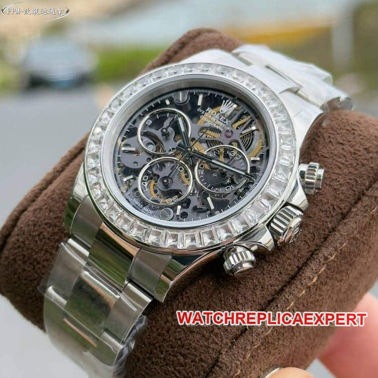 PPMRolexDaytonatop-tier 1:1super hollow dialdiamond bezelsteel bracelet front live photo