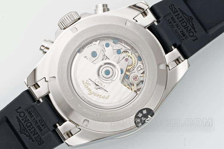 AF Longines Concas 1:1top-tier silver gray dial rubber model L3.835.4.72.6caseback live photo