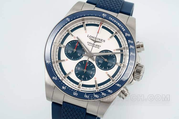 AFLongines Concast stop-tier 1:1high-quality silver gray dial rubber model L3.835.4.98.9front live photo