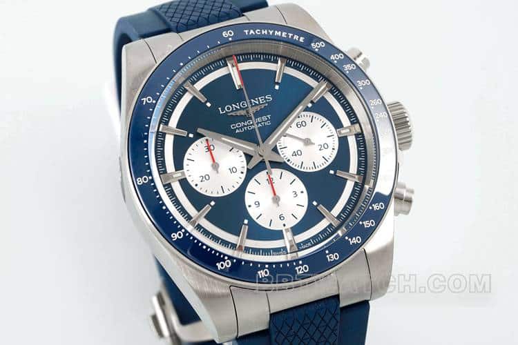 AFLongines Concast stop-tier 1:1super blue dial rubber style L3.835.4.91.2front live photo