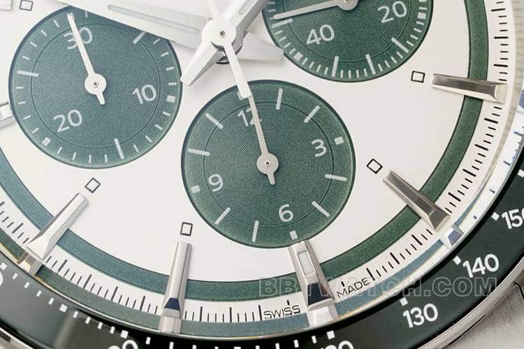 AF Longines Concast stop-tier silver gray dial green rubber model L3.835.4.02.9front live photo