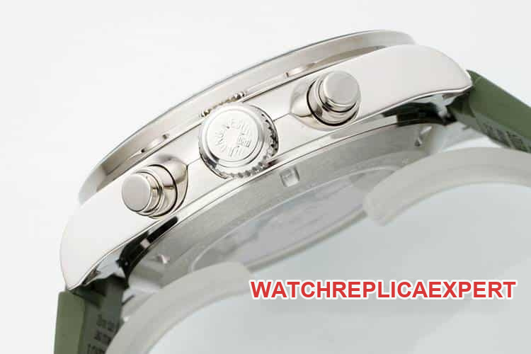 AF Longines Concast stop-tier silver gray dial green rubber model L3.835.4.02.9side live photo