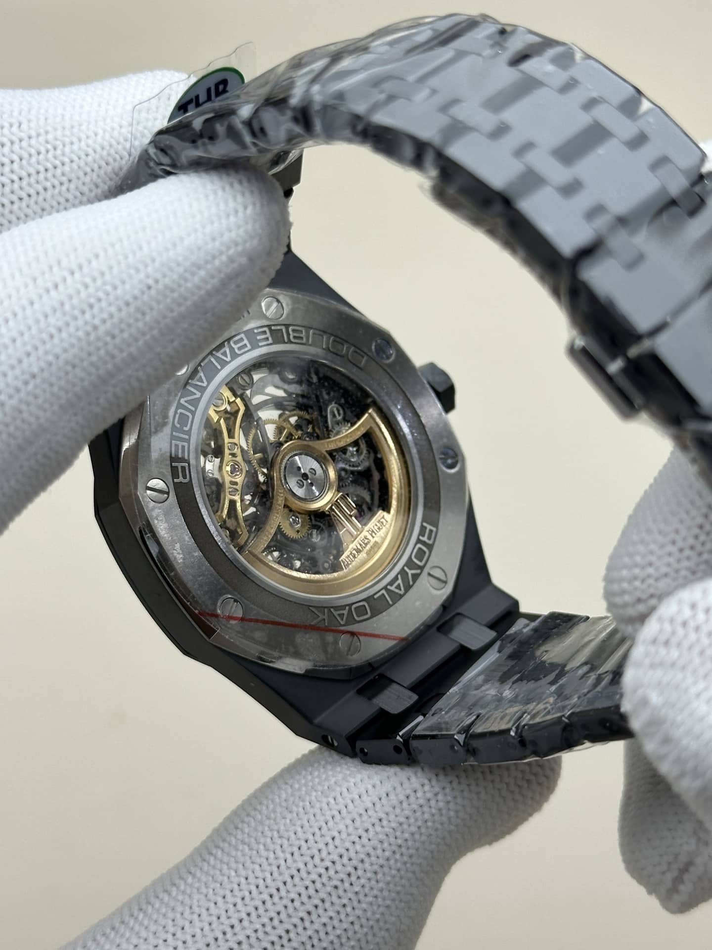 THBAudemars PiguetRoyal Oak1:1super black ceramic hollow plate steel bracelet model 15416caseback live photo