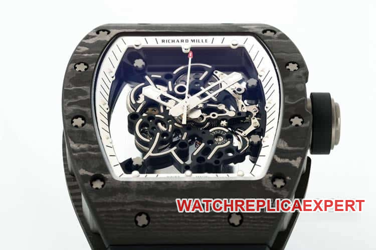 APSRichard Mille1:1top-tier carbon fiber case black rubber model RM055front live photo