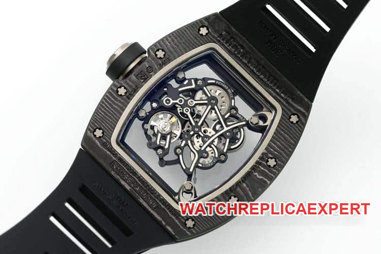 APSRichard Mille1:1top-tier carbon fiber case black rubber model RM055caseback live photo