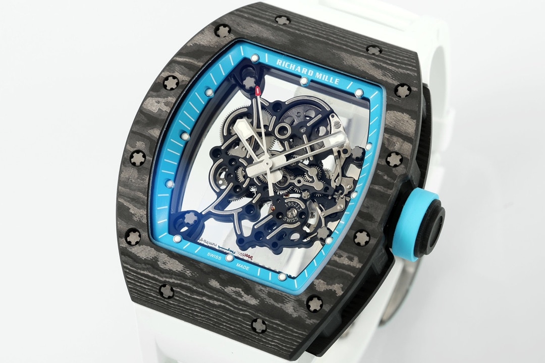 APSRichard Milletop-tier 1:1high-quality carbon fiber case white rubber model RM055front live photo