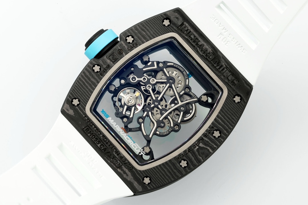 APSRichard Milletop-tier 1:1high-quality carbon fiber case white rubber model RM055caseback live photo