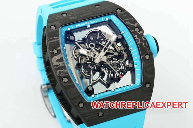 APSRichard Milletop-tier carbon fiber case blue rubber model RM055front live photo