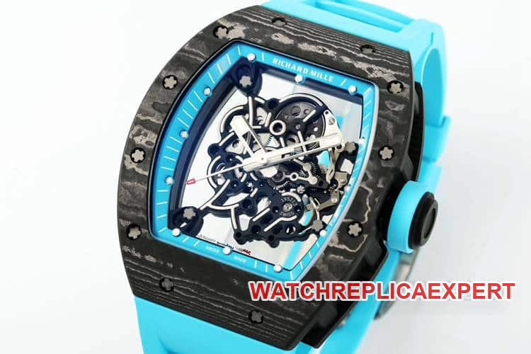 APSRichard Milletop-tier carbon fiber case blue rubber model RM055front live photo