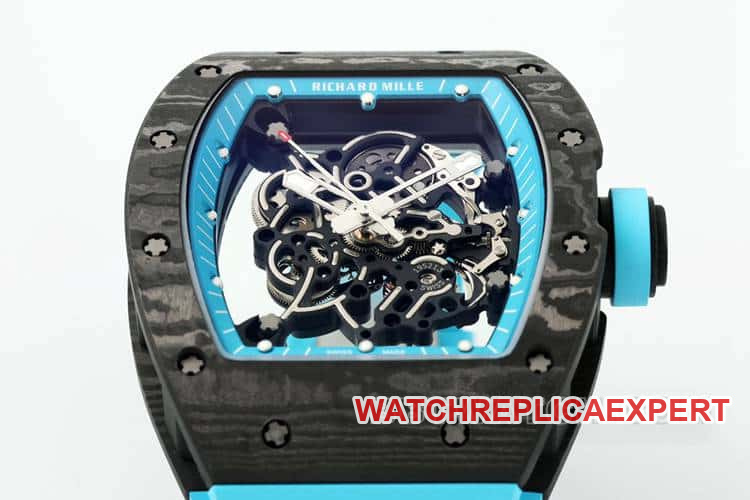 APSRichard Milletop-tier carbon fiber case blue rubber model RM055front live photo