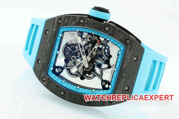 APSRichard Milletop-tier carbon fiber case blue rubber model RM055front live photo