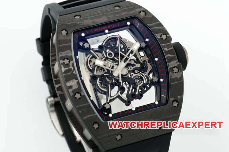 APSRichard Mille1:1super carbon fiber case black rubber model RM055front live photo