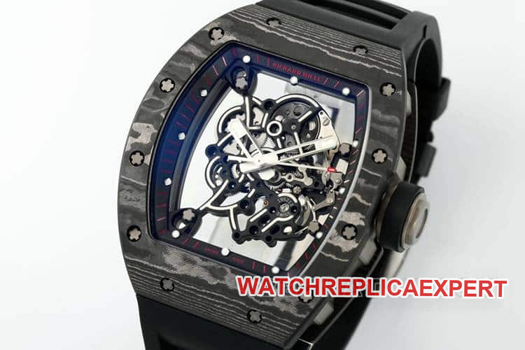 APSRichard Mille1:1super carbon fiber case black rubber model RM055front live photo
