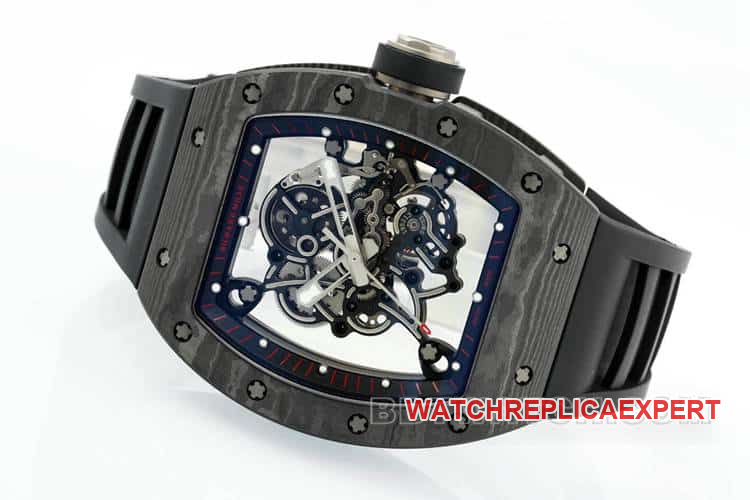 APSRichard Mille1:1super carbon fiber case black rubber model RM055front live photo