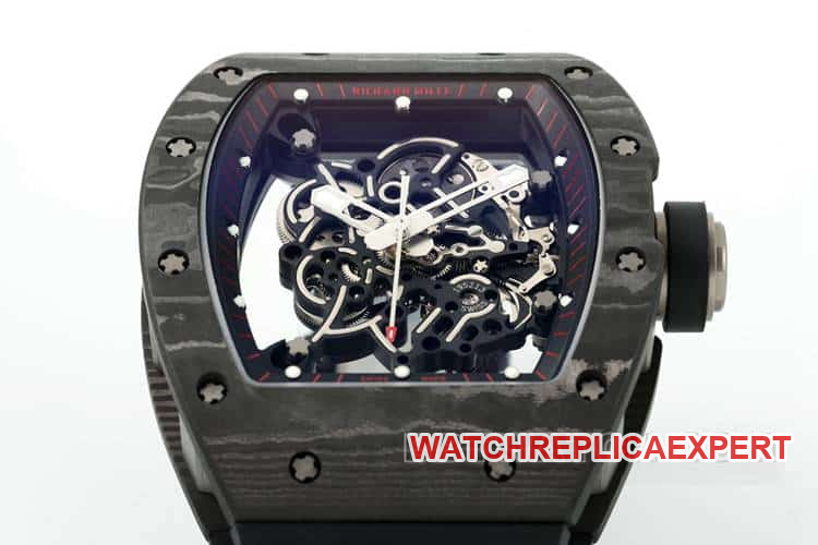 APSRichard Mille1:1super carbon fiber case black rubber model RM055front live photo