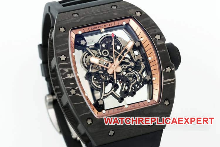 APSRichard Mille1:1super carbon fiber case black rubber model RM055front live photo