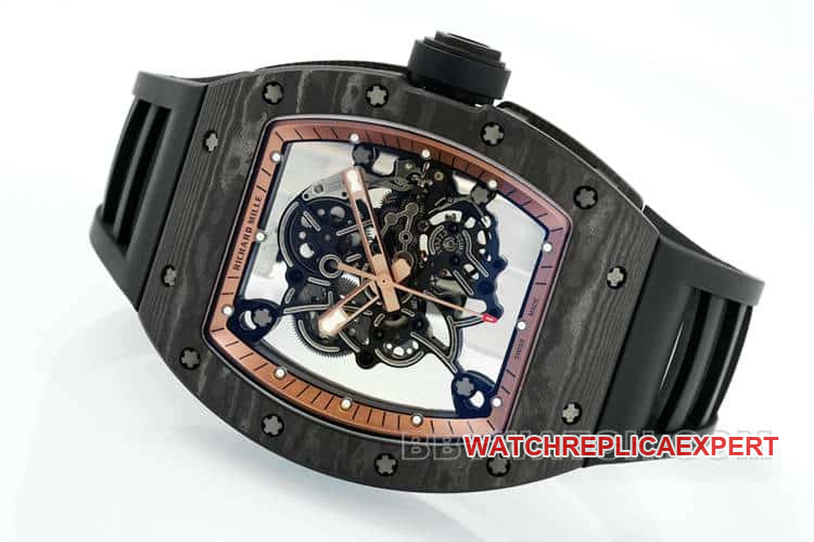 APSRichard Mille1:1super carbon fiber case black rubber model RM055front live photo