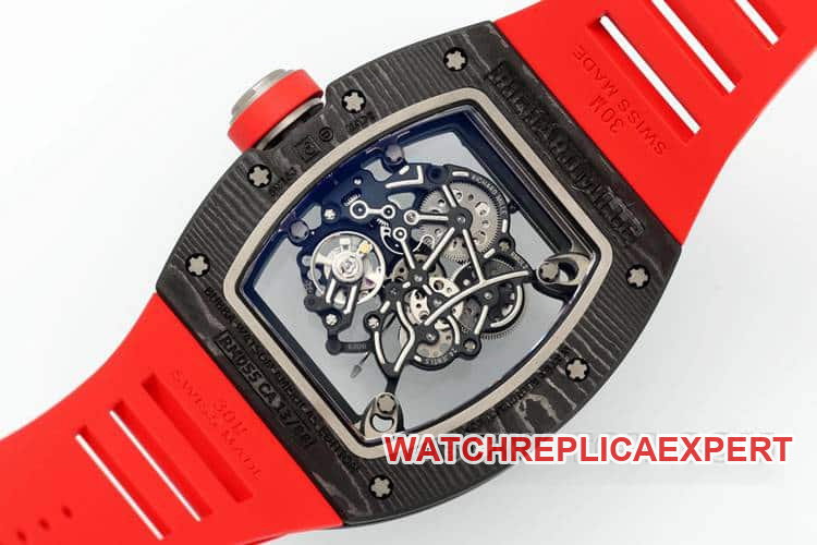 APSRichard Millesuper carbon fiber case red rubber model RM055caseback live photo