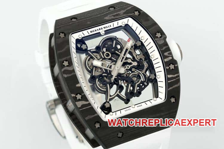 APSRichard Mille1:1top-tier carbon fiber case white rubber model RM055front live photo